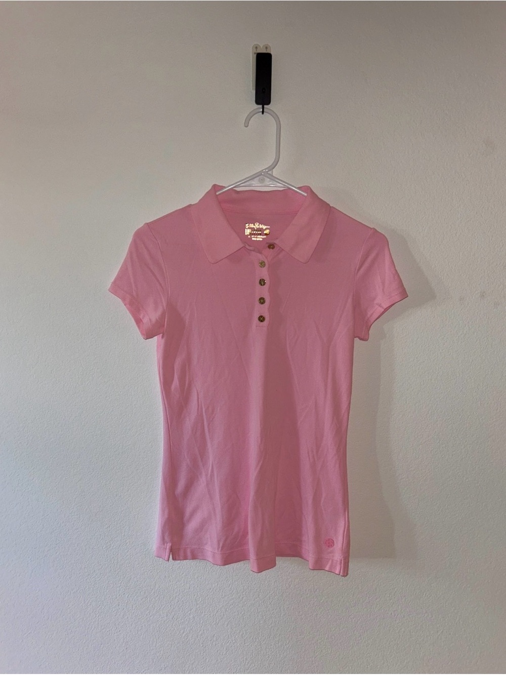 Lilly Pulitzer Light Pink Polo with Gold Details